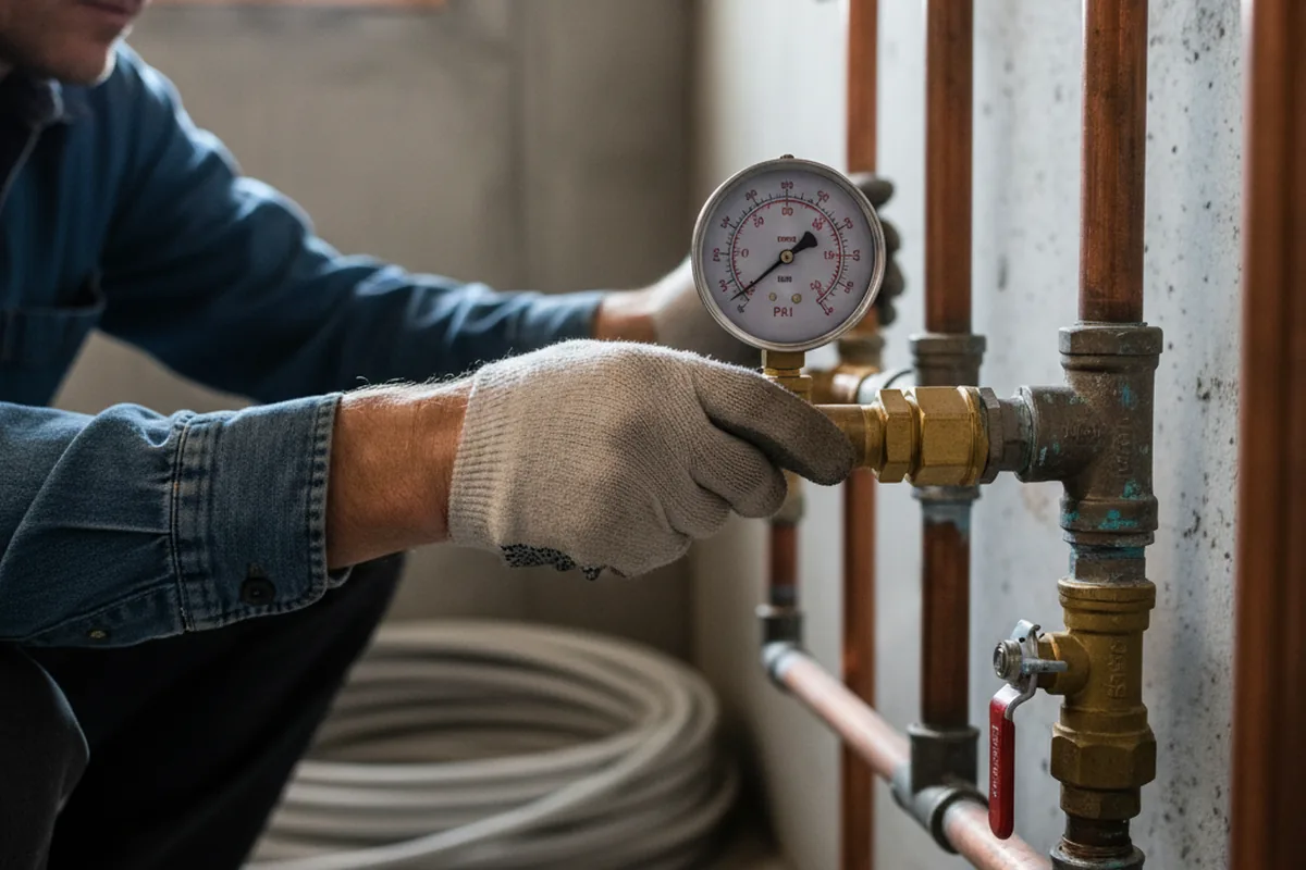 Pressure testing a repaired line during Water Line Repair in Aquebogue
