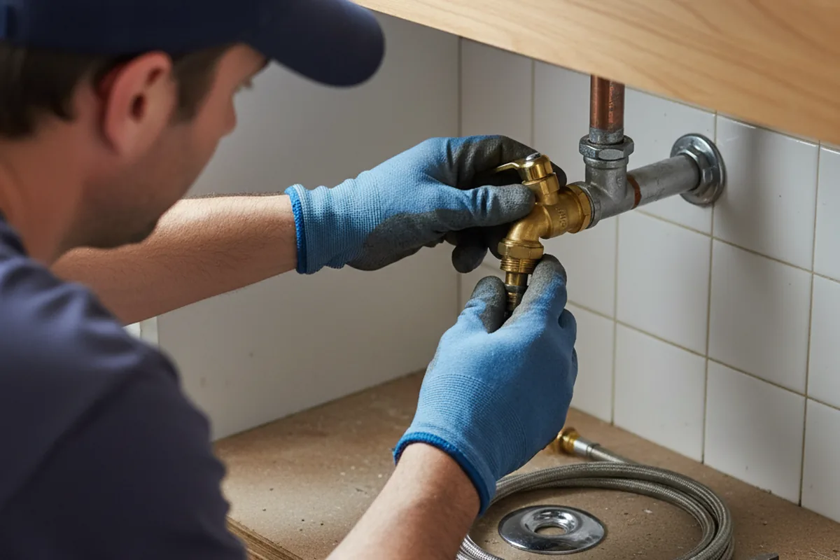 Shutoff valve and fitting work during Emergency Plumbing in Aquebogue